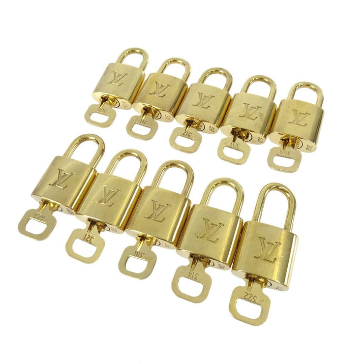 LOUIS VUITTON Padlock & Key Bag Accessories Charm 10 Piece Set Gold 50761