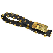 CHANEL 31 Cambom Paris Buckle Belt Black Gold Leather 03002