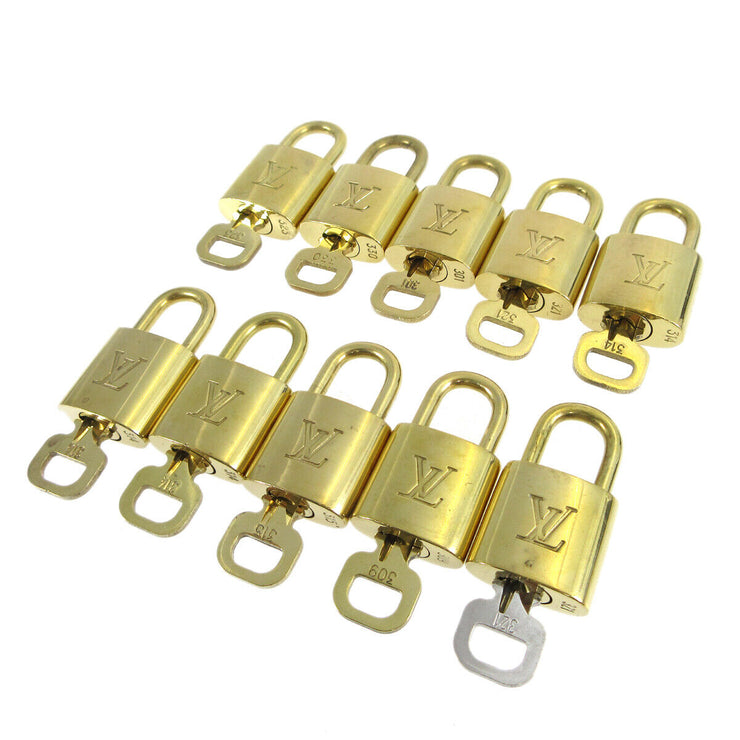LOUIS VUITTON Padlock & Key Bag Accessories Charm 10 Piece Set Gold 10153