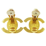 CHANEL CC Logos Turnlock Motif Earrings Clip-On Gold-Tone 95A 03352