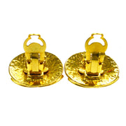 CHANEL CC Quilted Button Motif Earrings Gold-Tone Clip-On 94P AK16826b