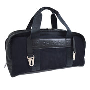 CHANEL Sport Line CC Travel Hand Bag Purse 9266673 Black Navy Wool 10474