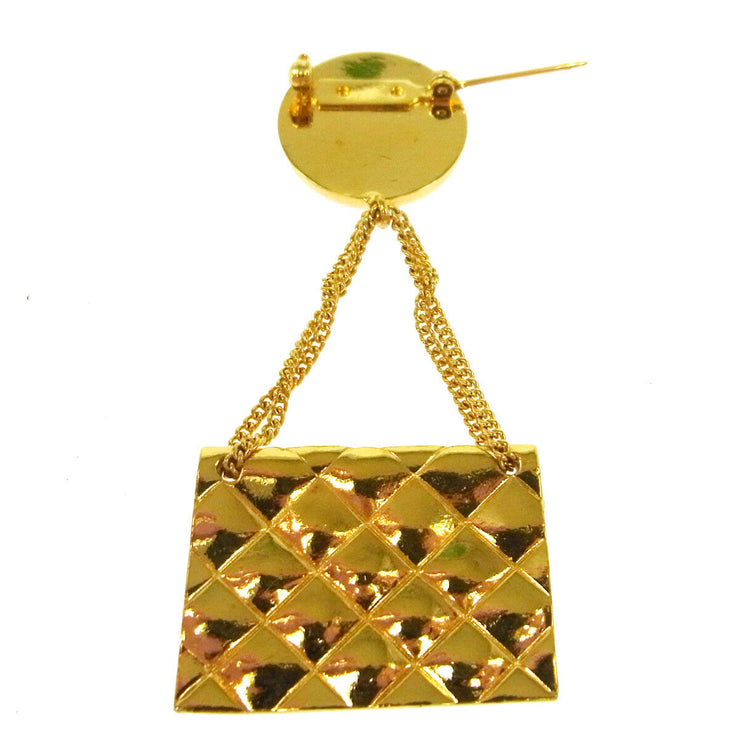 CHANEL Vintage CC Bag Motif Brooch Pin Gold Corsage Accessories AK35524b
