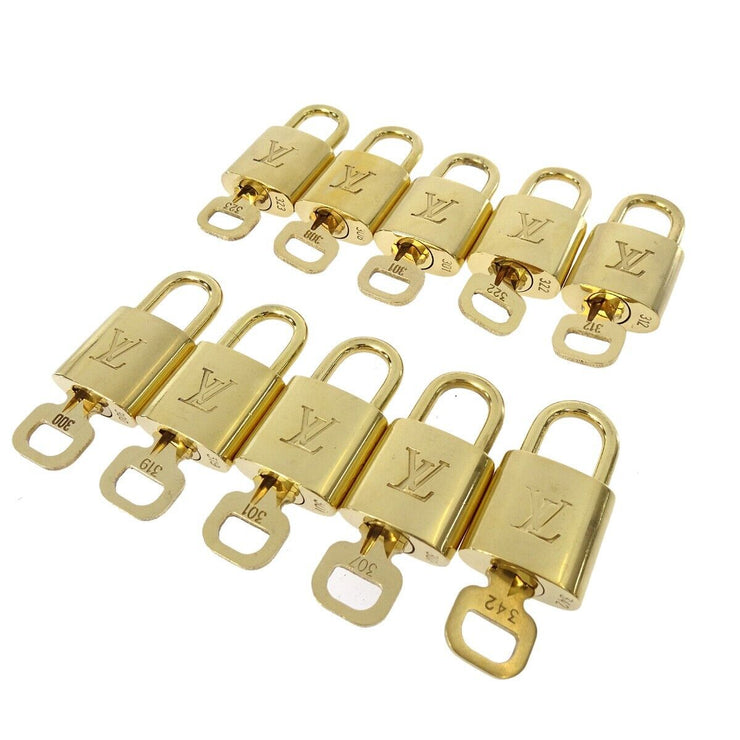 LOUIS VUITTON Padlock & Key Bag Accessories Charm 10 Piece Set Gold 50839