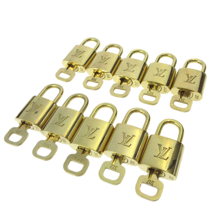 LOUIS VUITTON Padlock & Key Bag Accessories Charm 10 Piece Set Gold 90607