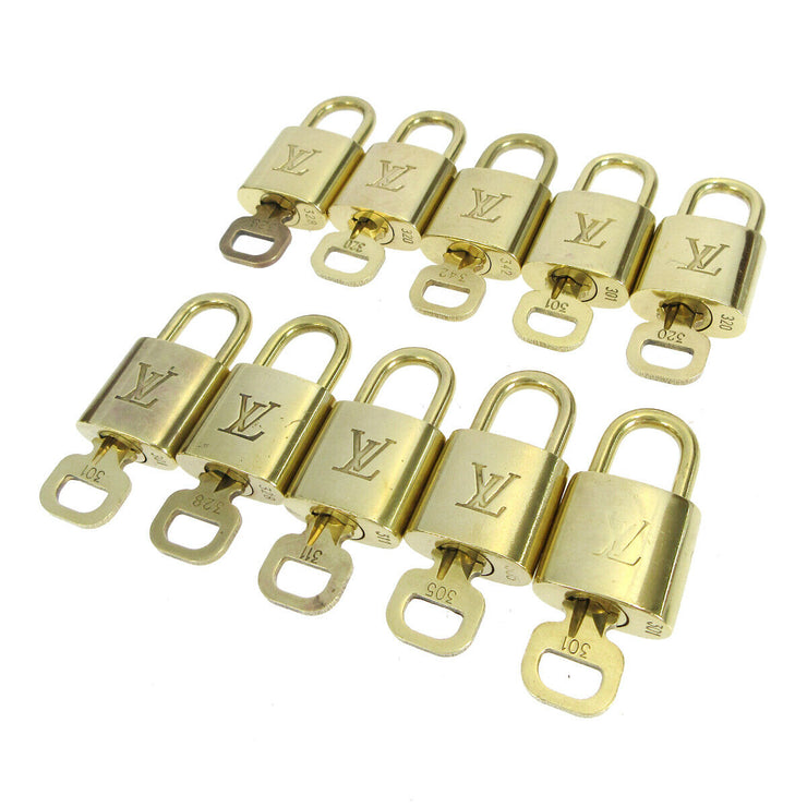LOUIS VUITTON Padlock & Key Bag Accessories Charm 10 Piece Set Gold 80460