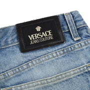 VERSACE Medusa Charm Wide Pants Blue Cotton #35/49 Italy Authentic 00147