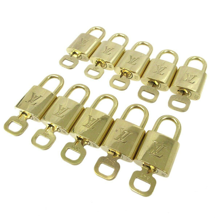 LOUIS VUITTON Padlock & Key Bag Accessories Charm 10 Piece Set Gold 40827