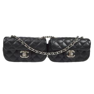 CHANEL Twin Classic Flap Shoulder Bag Black Caviar skin 15636735 87900