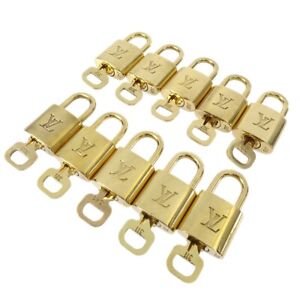 LOUIS VUITTON Padlock & Key Bag Accessories Charm 10 Piece Set Gold 50650